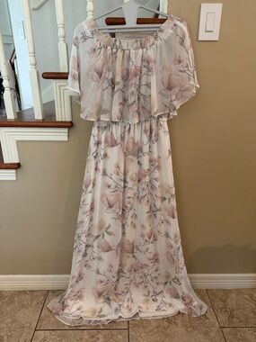Show Me Your Mumu Floral Off-Shoulder Layered Maxi Dress - Soft Blush Print
